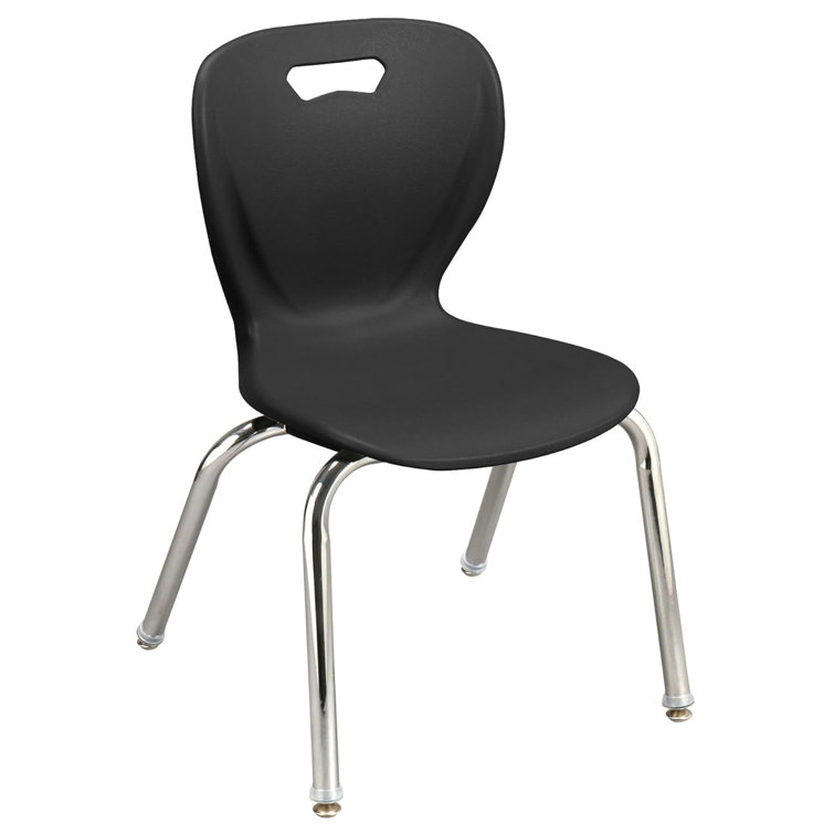 Black Plastic Stacking Classroom Chairs with Chrome Legs, Set of 4