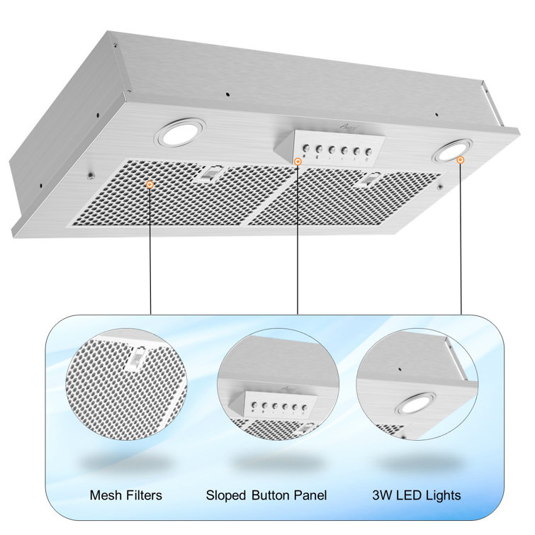 30" Stainless Steel Under Cabinet Insert Range Hood with LED Lights