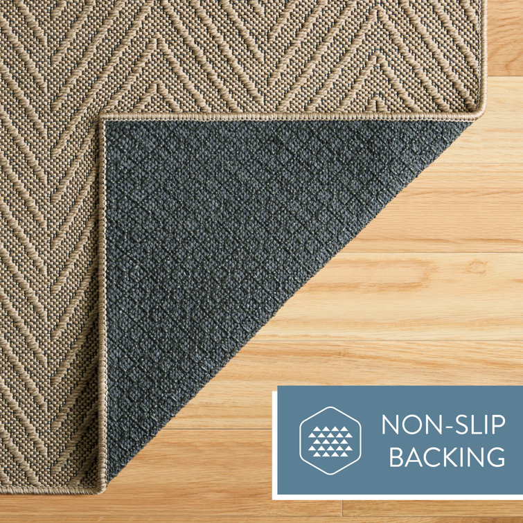 Blue Solid Synthetic Flat Woven Non-slip Washable Area Rug 10' x 14'