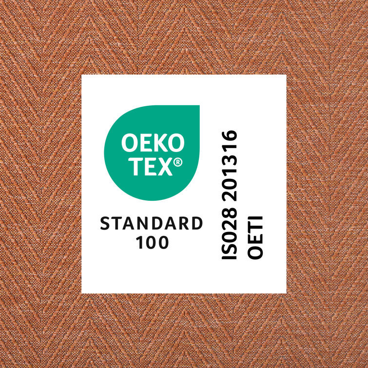 Rust Herringbone Textured Washable Synthetic Area Rug