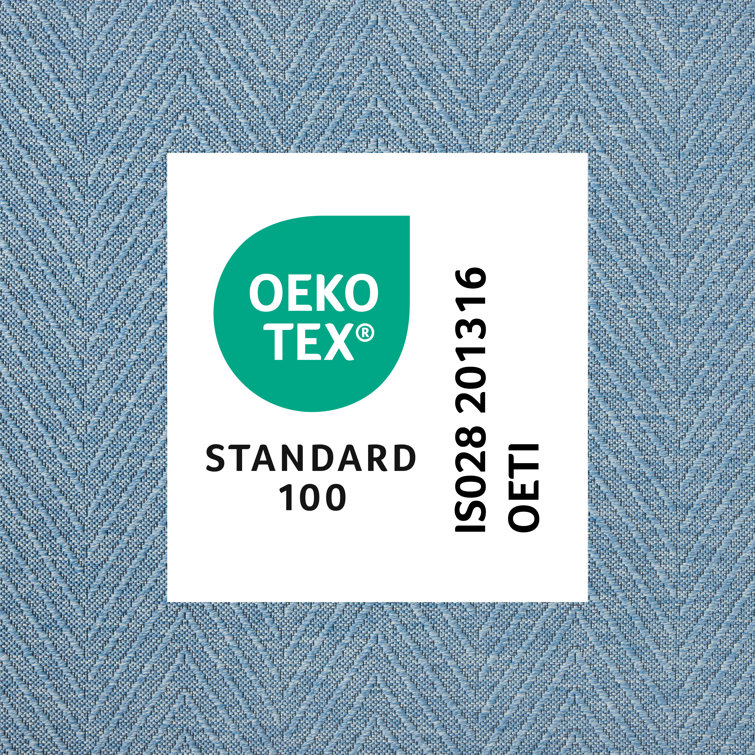 Blue Cotton and Polyester Herringbone Washable Runner Rug
