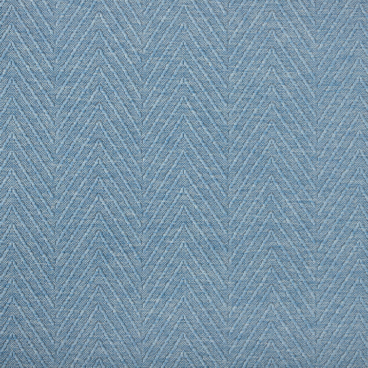 Blue Herringbone Textured Washable Rectangular Area Rug