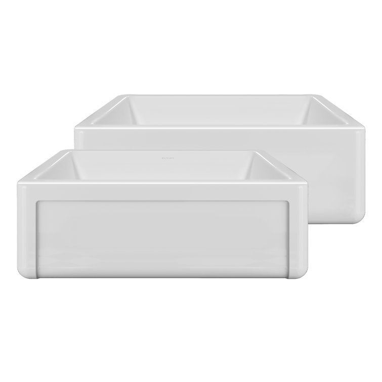 30" White Fireclay Double Bowl Farmhouse Drop-In Sink