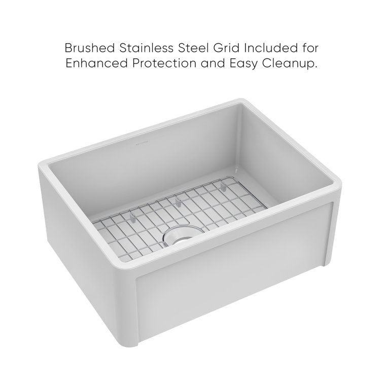 24" White Fireclay Farmhouse Drop-In Double Bowl Sink