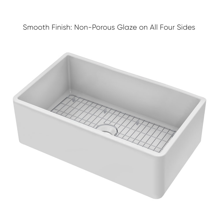 30" White Fireclay Double Bowl Farmhouse Drop-In Sink