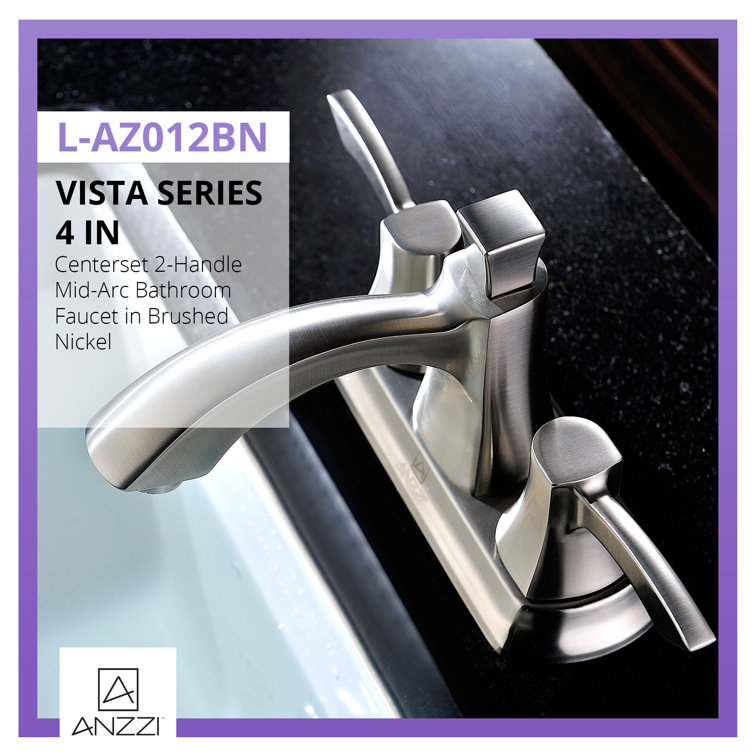 Brushed Nickel Dual Handle Centerset Bathroom Faucet