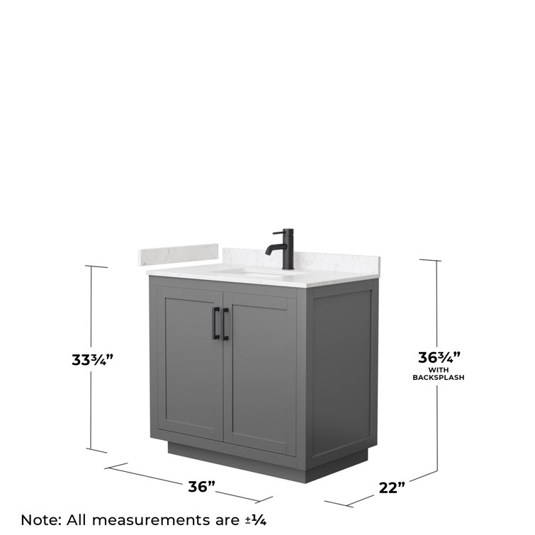 Miranda 36" Gray Freestanding Bathroom Vanity with Marble Top