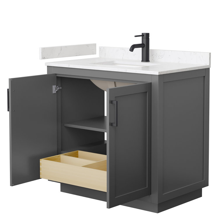 Miranda 36" Gray Freestanding Bathroom Vanity with Marble Top