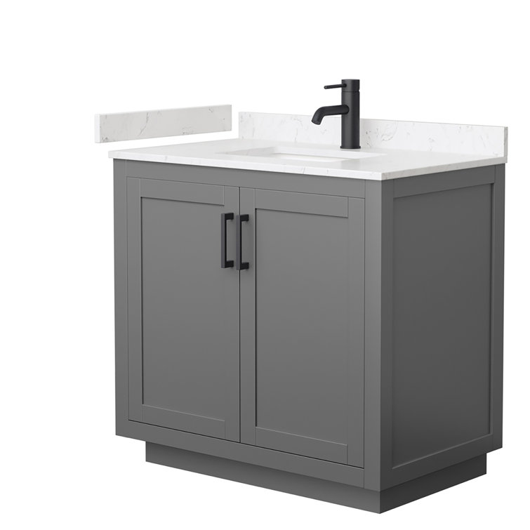 Miranda 36" Gray Freestanding Bathroom Vanity with Marble Top