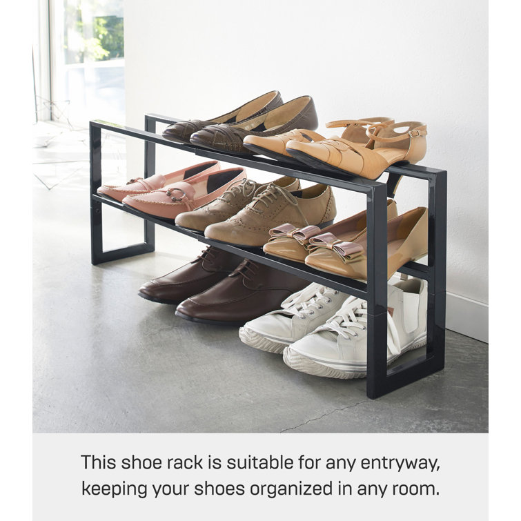 Black Adjustable Steel Double Shoe Rack, Expandable