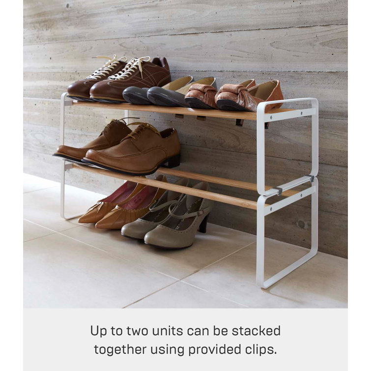 Expandable White Steel Shoe Rack with Stackable Design