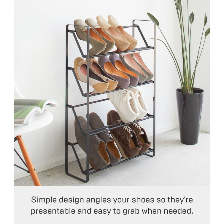 Black Metal Slim 4-Tier Shoe Rack