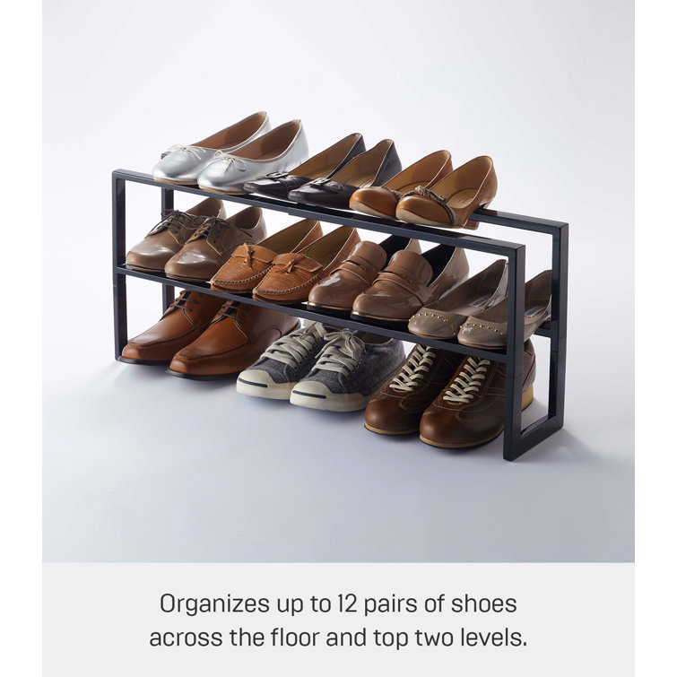 Black Adjustable Steel Double Shoe Rack, Expandable