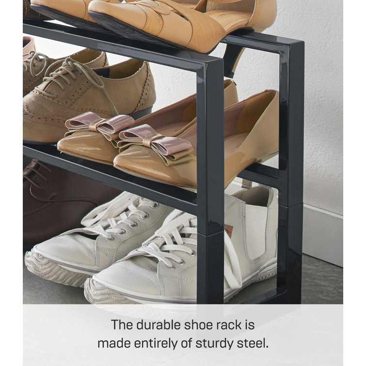 Black Adjustable Steel Double Shoe Rack, Expandable