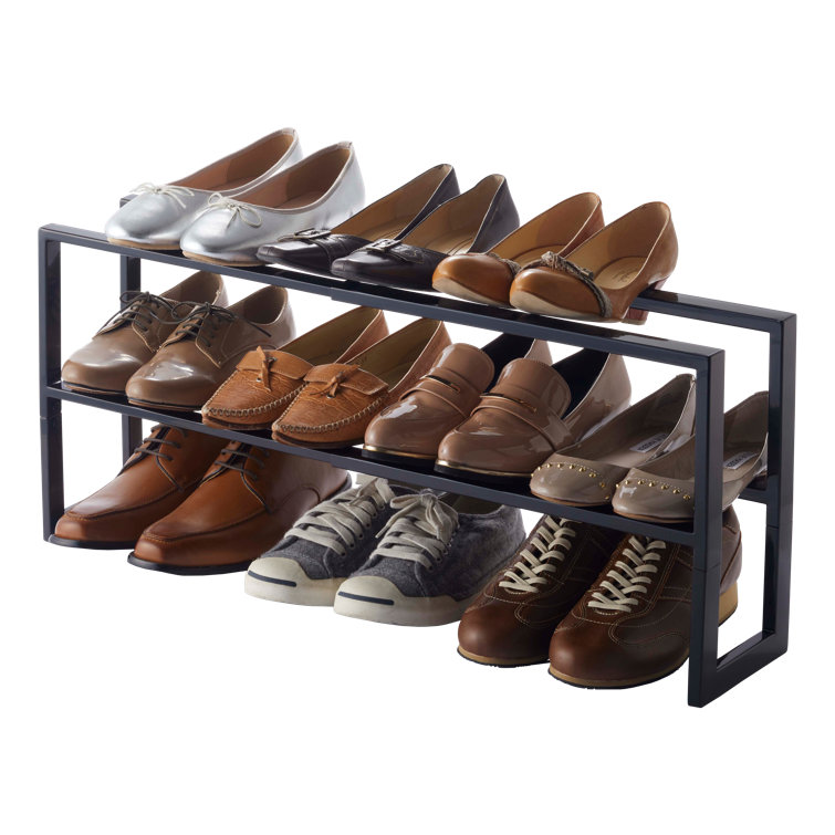 Black Adjustable Steel Double Shoe Rack, Expandable