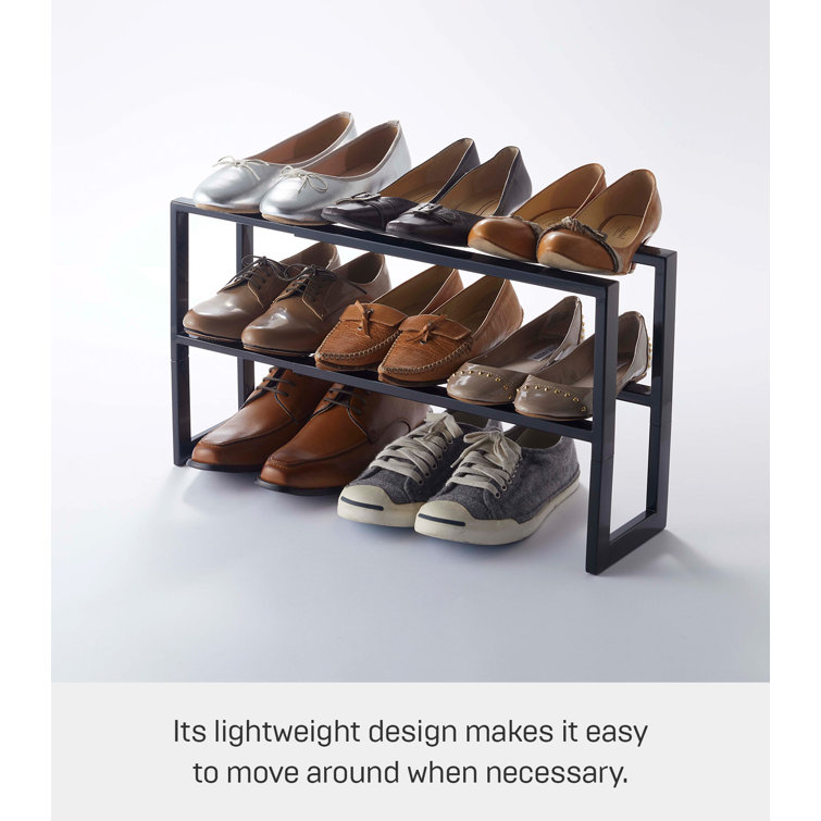 Black Adjustable Steel Double Shoe Rack, Expandable
