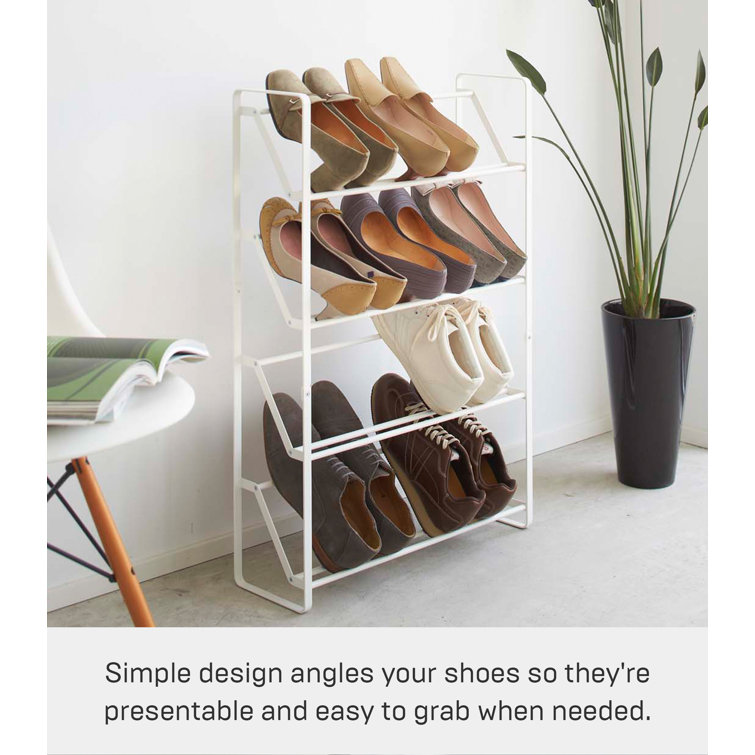White Metal Slim 4-Tier Shoe Rack