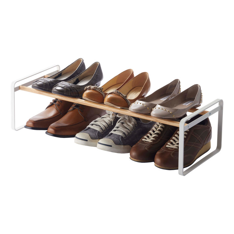 Expandable White Steel Shoe Rack with Stackable Design