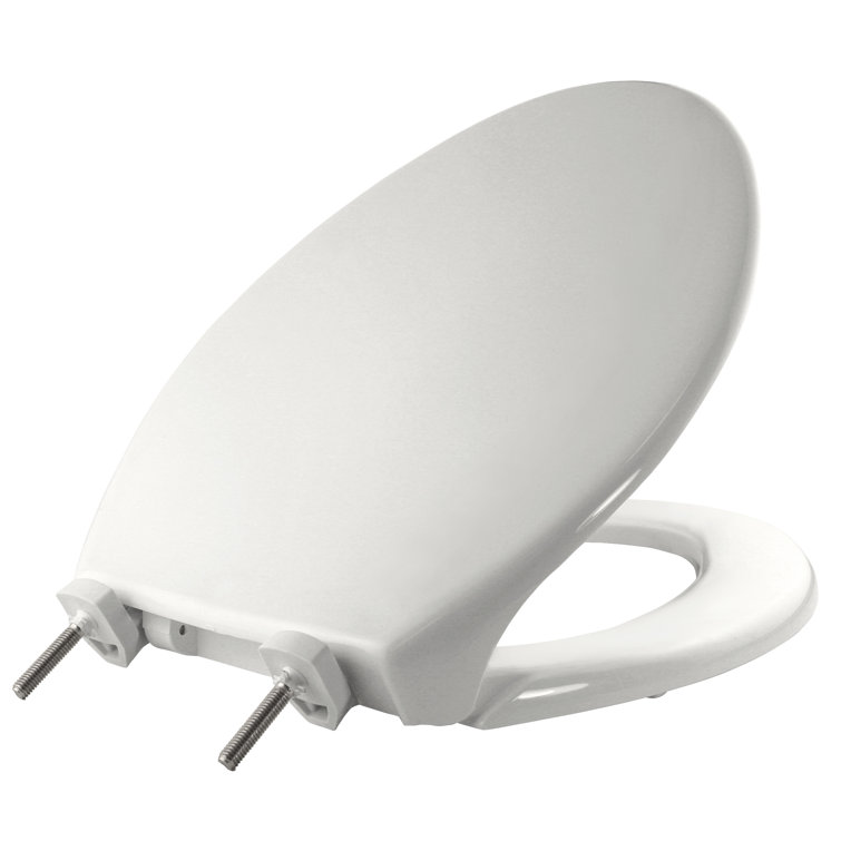 Heavy Duty White Plastic Elongated Toilet Seat with Cover