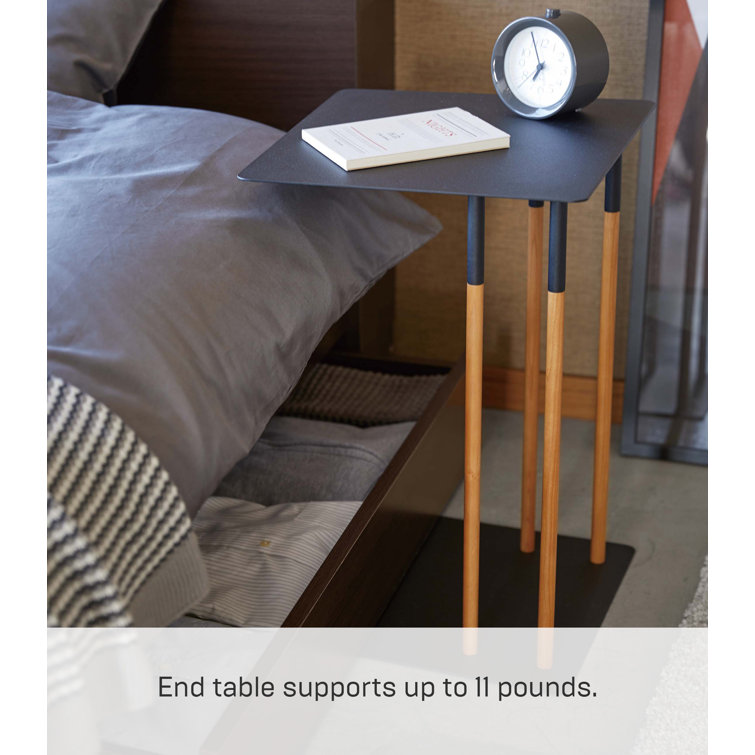 Scandinavian Medium Wood and Black Steel Square Side Table