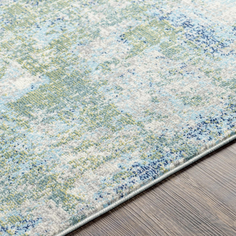 Elysian Blue Rectangular Easy-Care Synthetic Rug 6'11" x 9'