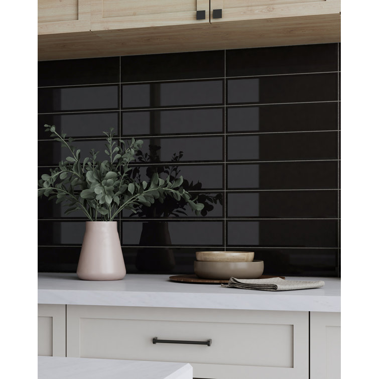 Black Gloss 3x12 Ceramic Subway Wall Tile