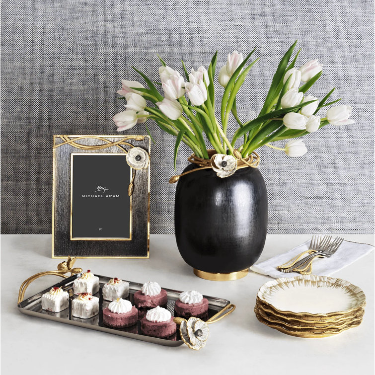 Gold and White Porcelain Anemone Tidbit Plate Set