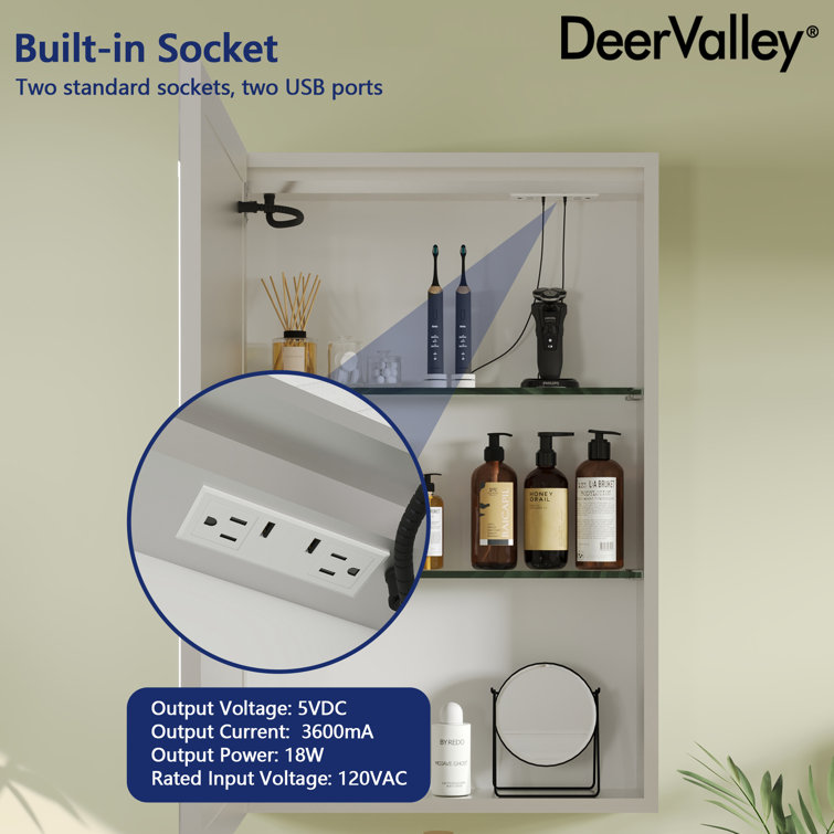 24'' W x 36'' H LED Lighted Wall Mounted Medicine Cabinet with Mirror