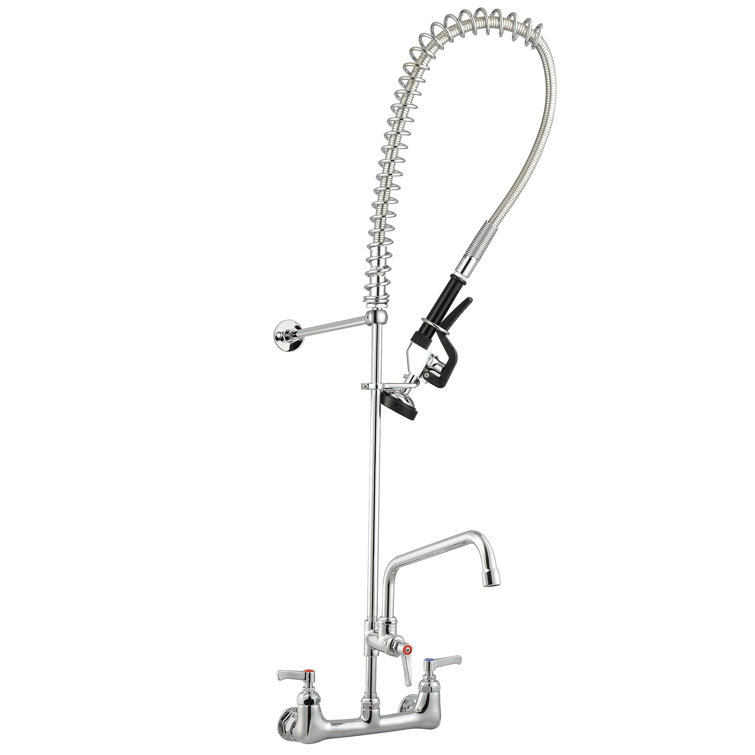 Chrome 44in Commercial Kitchen Faucet with Pull-out Spray