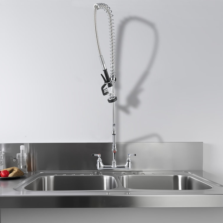 Chrome 44in Commercial Kitchen Faucet with Pull-out Spray