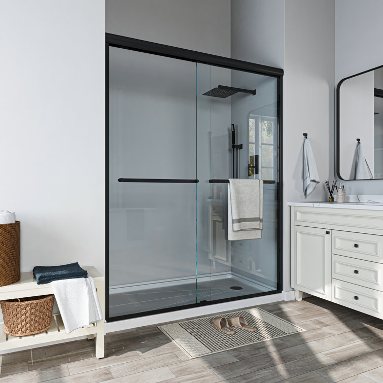 Matte Black 60'' x 72'' Sliding Shower Door with Clear Glass