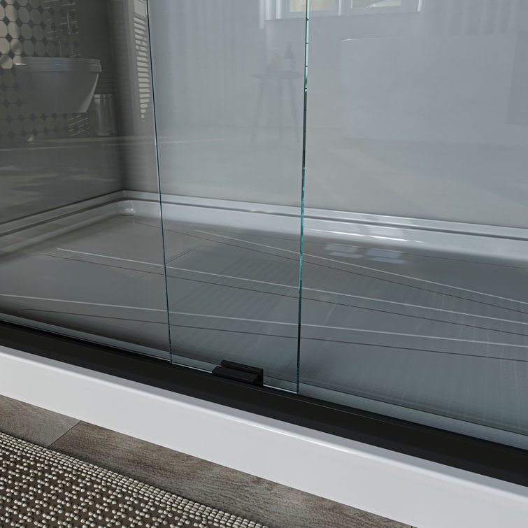 Matte Black 60'' x 72'' Sliding Shower Door with Clear Glass