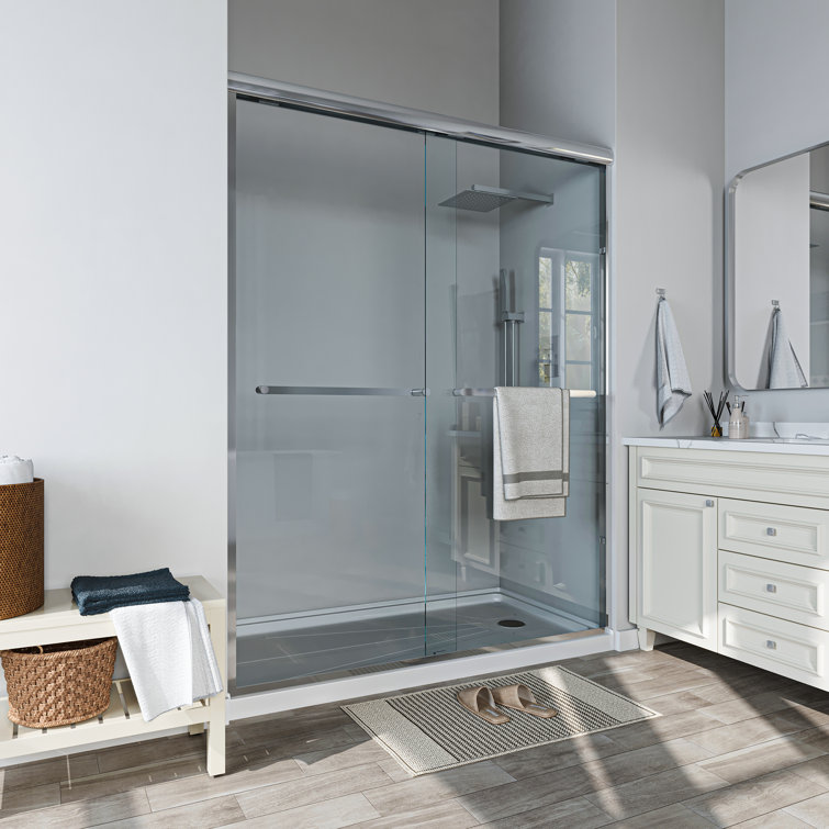 60'' Chrome Framed Sliding Shower Door with Clear Glass