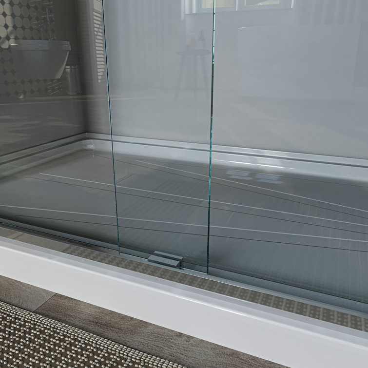 60'' Chrome Framed Sliding Shower Door with Clear Glass