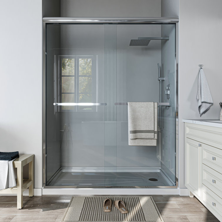 60'' Chrome Framed Sliding Shower Door with Clear Glass