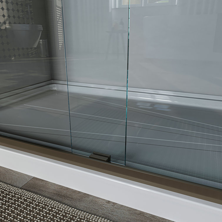 60'' Oil Rubbed Bronze Sliding Shower Door with Clear Glass