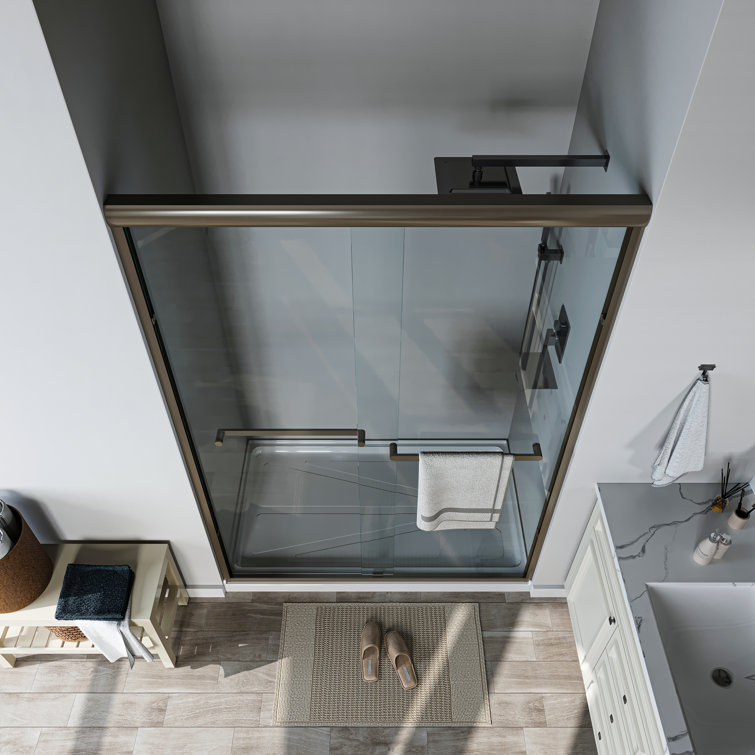 72" Black Frameless Pivot Shower Door with Clear Glass