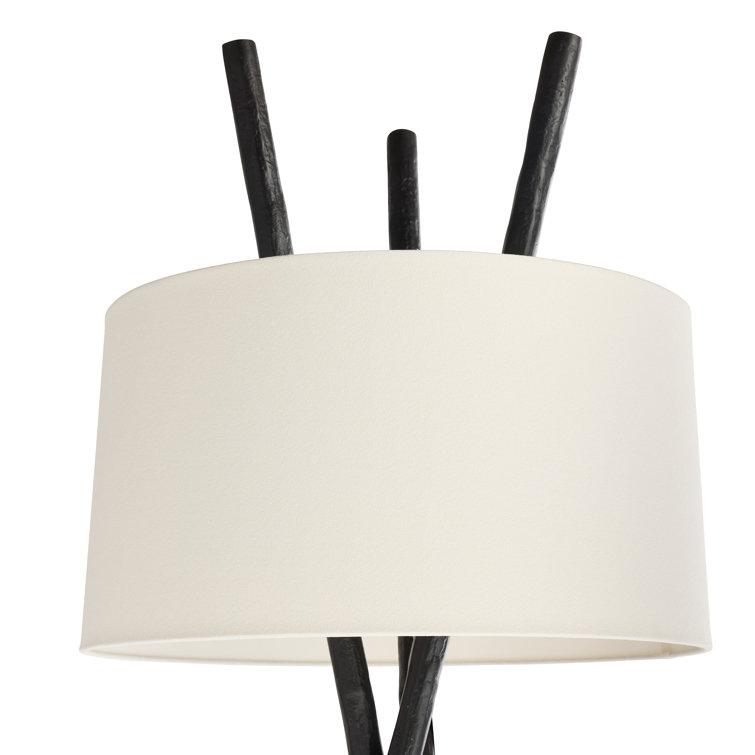 Bronze Tripod Floor Lamp with Off-White Cotton Shade