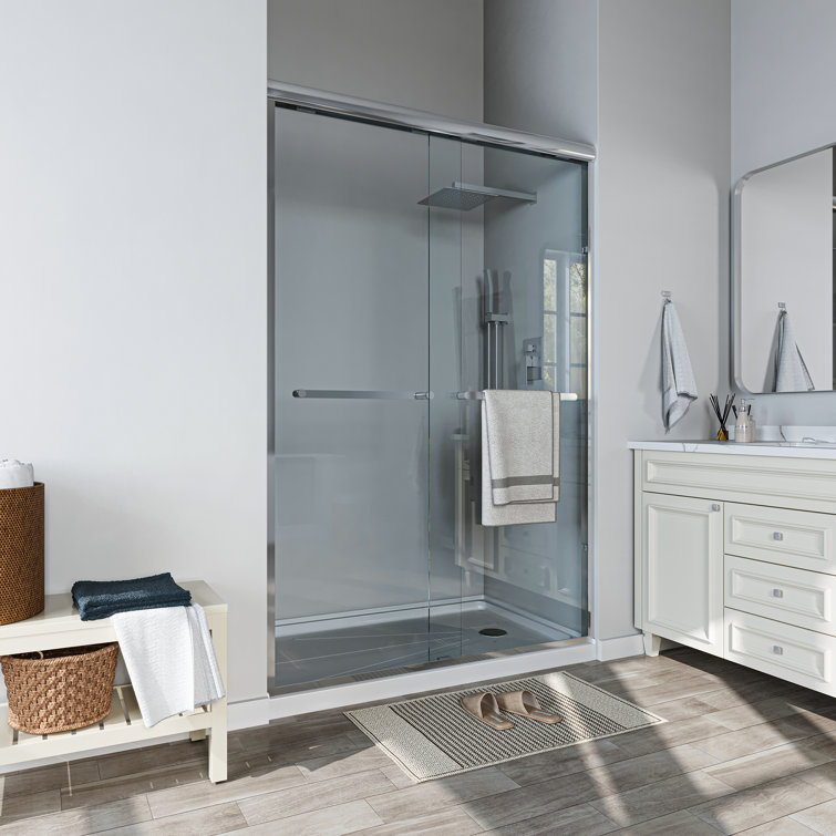 34''-35.5'' Black Aluminum Frameless Bi-Fold Shower Door