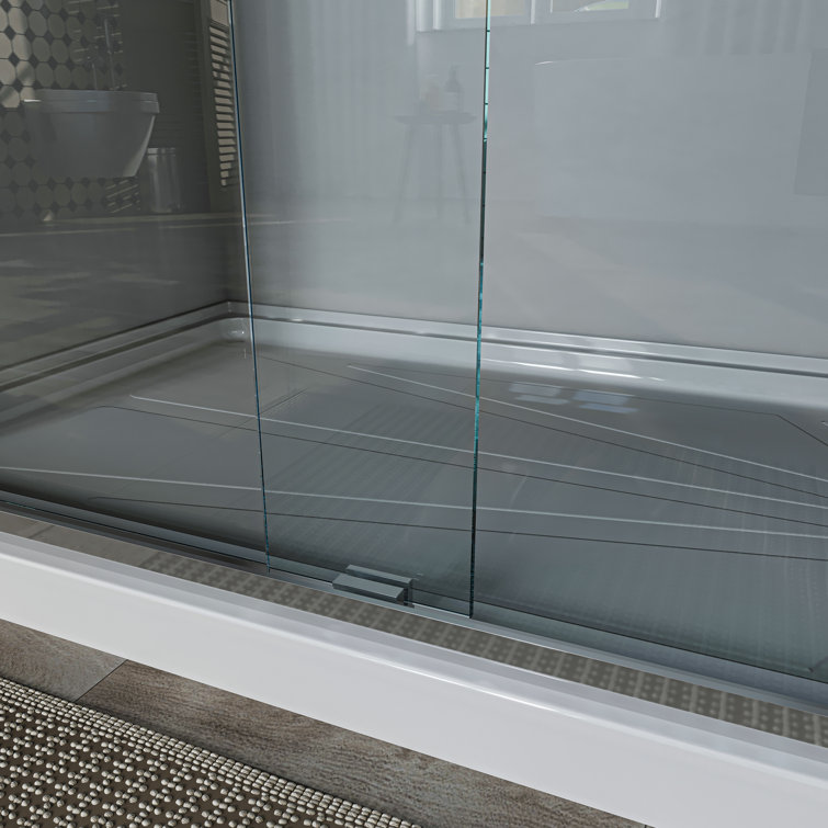 34''-35.5'' Black Aluminum Frameless Bi-Fold Shower Door