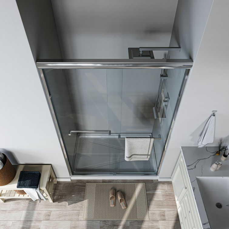 34''-35.5'' Black Aluminum Frameless Bi-Fold Shower Door