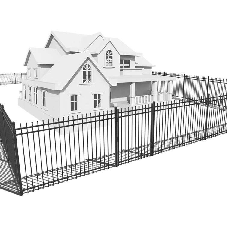 Black Heavy Duty Metal Fence Kit with Gate and Posts