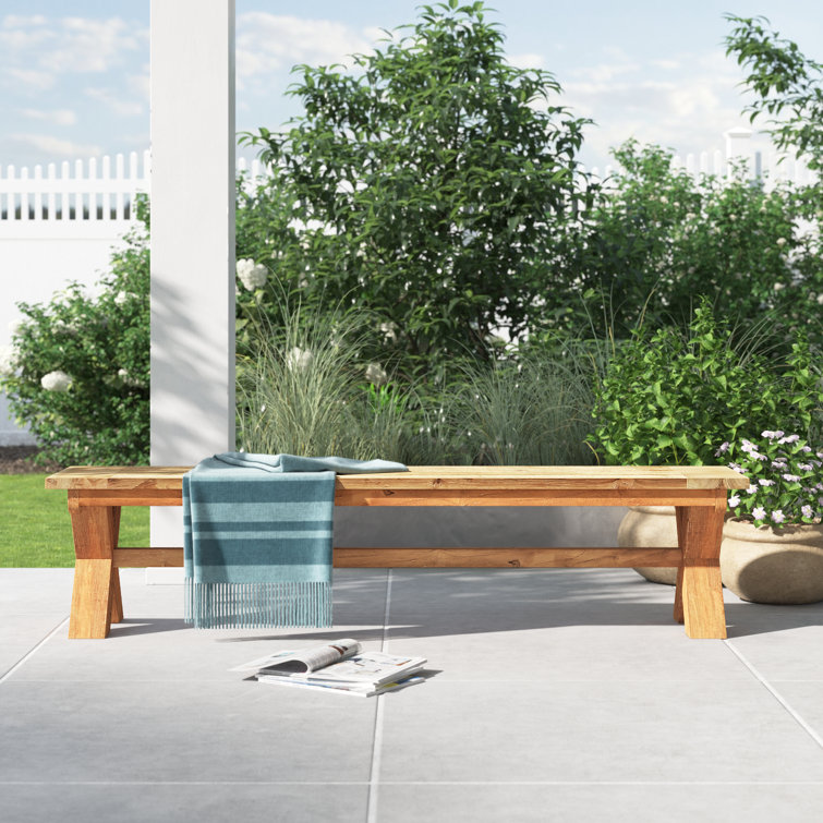 Medlock 15.75'' Natural Teak Wood Outdoor Bench