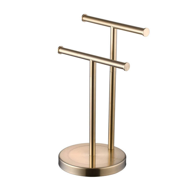 Brushed Gold Stainless Steel Double Towel Stand