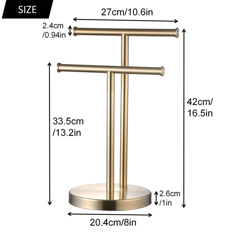 Brushed Gold Stainless Steel Double Towel Stand