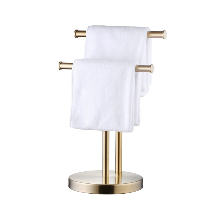 Brushed Gold Stainless Steel Double Towel Stand
