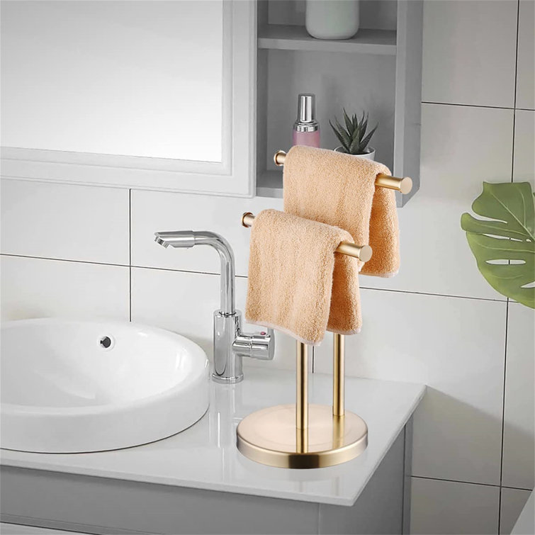 Brushed Gold Stainless Steel Double Towel Stand