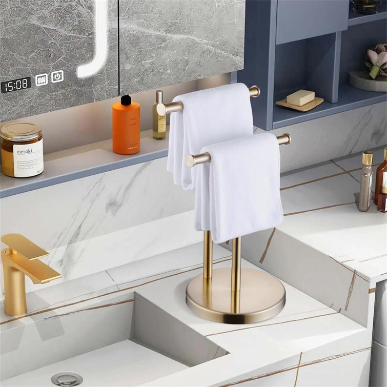 Brushed Gold Stainless Steel Double Towel Stand