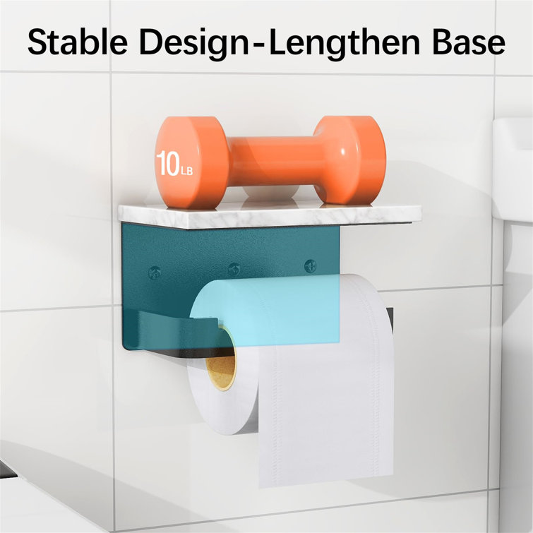 Black Wall Mounted Toilet Paper Holder with Marble Shelf