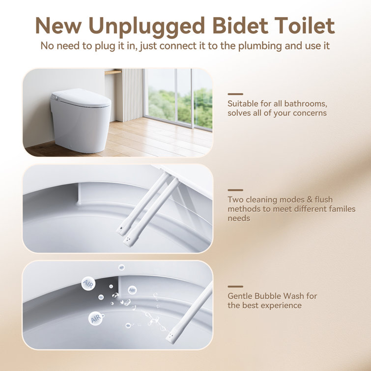 White Elongated Free Standing Non-Electric Smart Bidet Toilet